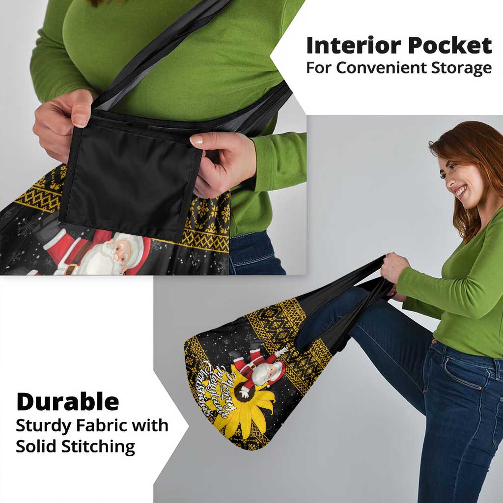 Maryland Christmas Grocery Bag Santa Claus With Black Eyed Susan Flower