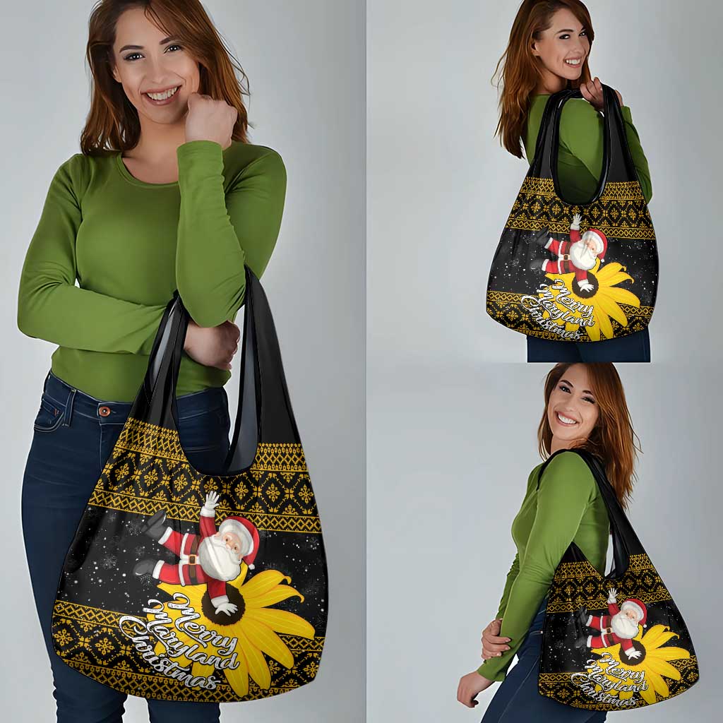 Maryland Christmas Grocery Bag Santa Claus With Black Eyed Susan Flower