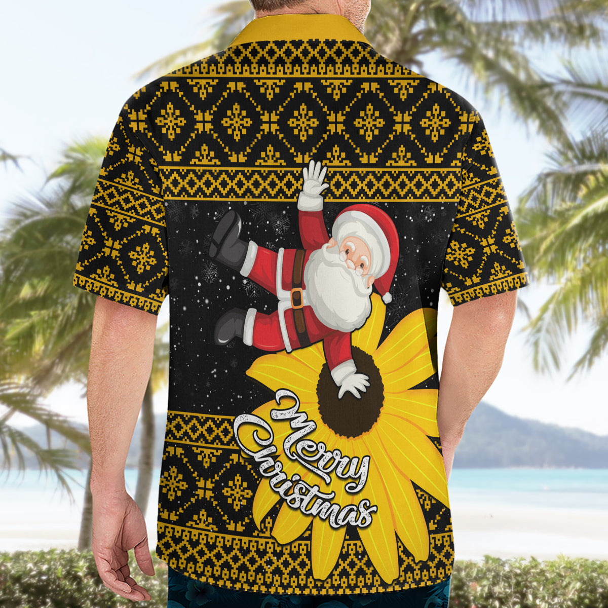 Maryland Christmas Hawaiian Shirt Santa Claus With Black Eyed Susan Flower - Wonder Print Shop