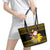 Maryland Christmas Leather Tote Bag Santa Claus With Black Eyed Susan Flower - Wonder Print Shop