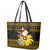 Maryland Christmas Leather Tote Bag Santa Claus With Black Eyed Susan Flower - Wonder Print Shop