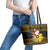 Maryland Christmas Leather Tote Bag Santa Claus With Black Eyed Susan Flower - Wonder Print Shop