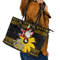 Maryland Christmas Leather Tote Bag Santa Claus With Black Eyed Susan Flower - Wonder Print Shop