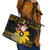 Maryland Christmas Leather Tote Bag Santa Claus With Black Eyed Susan Flower - Wonder Print Shop