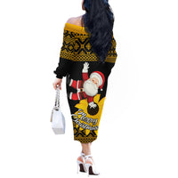 Maryland Christmas Off The Shoulder Long Sleeve Dress Santa Claus With Black Eyed Susan Flower - Wonder Print Shop