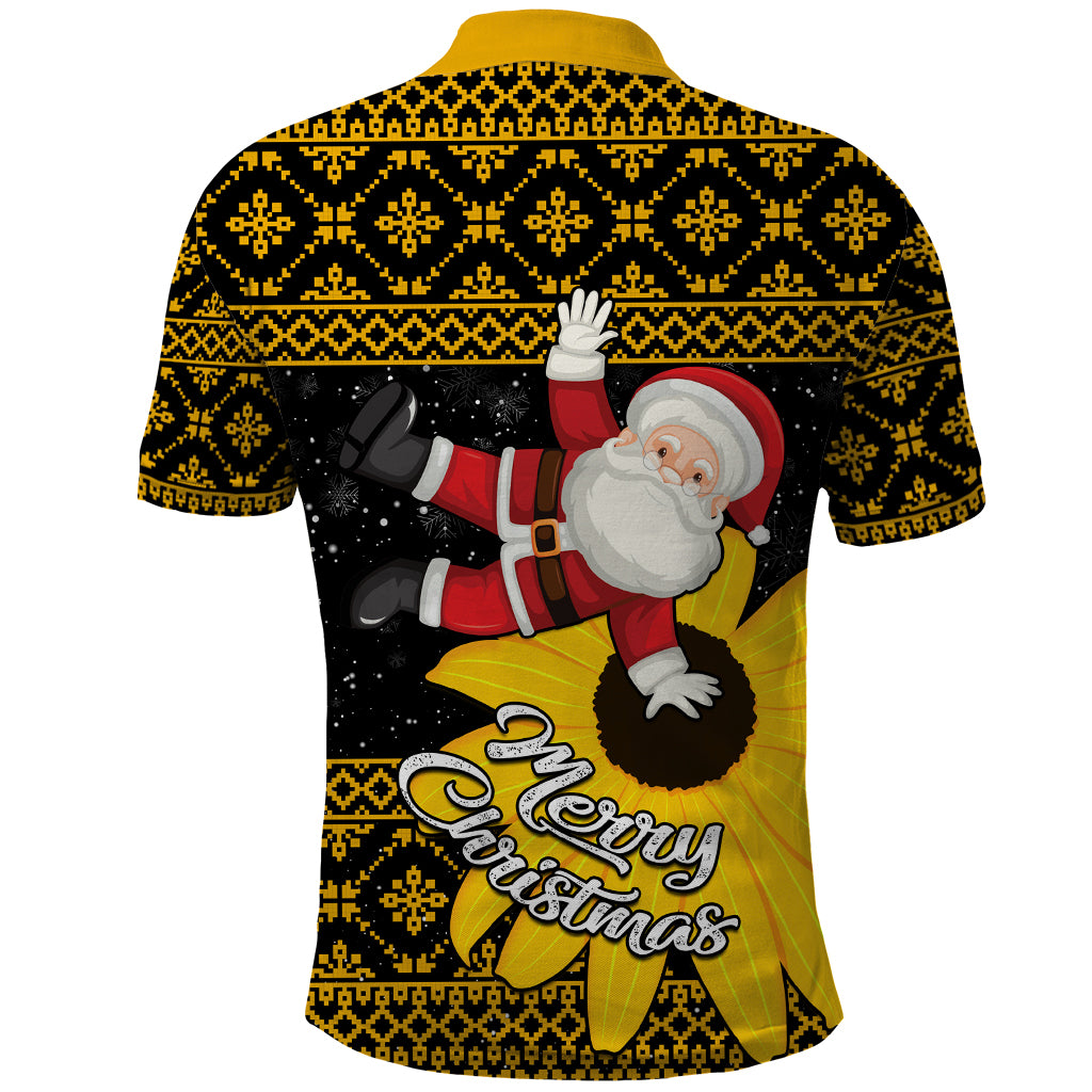 Maryland Christmas Polo Shirt Santa Claus With Black Eyed Susan Flower - Wonder Print Shop