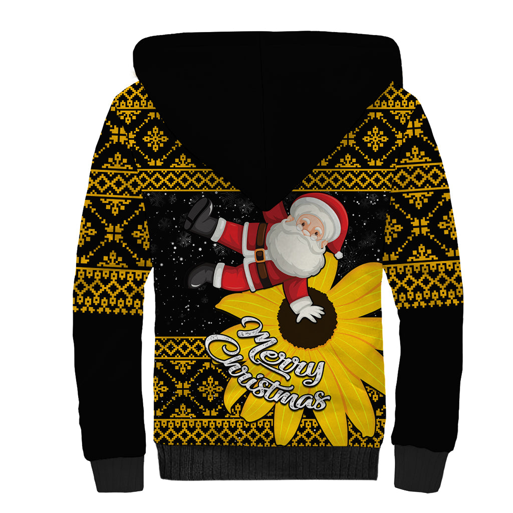 Maryland Christmas Sherpa Hoodie Santa Claus With Black Eyed Susan Flower - Wonder Print Shop