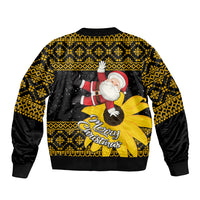 Maryland Christmas Sleeve Zip Bomber Jacket Santa Claus With Black Eyed Susan Flower - Wonder Print Shop