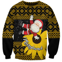 Maryland Christmas Sweatshirt Santa Claus With Black Eyed Susan Flower - Wonder Print Shop