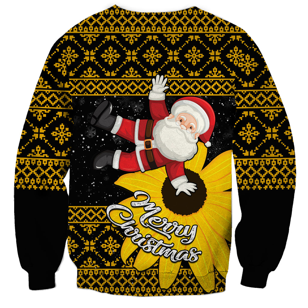 Maryland Christmas Sweatshirt Santa Claus With Black Eyed Susan Flower - Wonder Print Shop