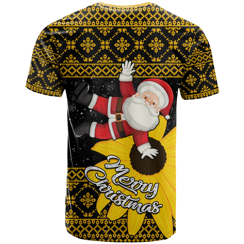 Maryland Christmas T Shirt Santa Claus With Black Eyed Susan Flower - Wonder Print Shop