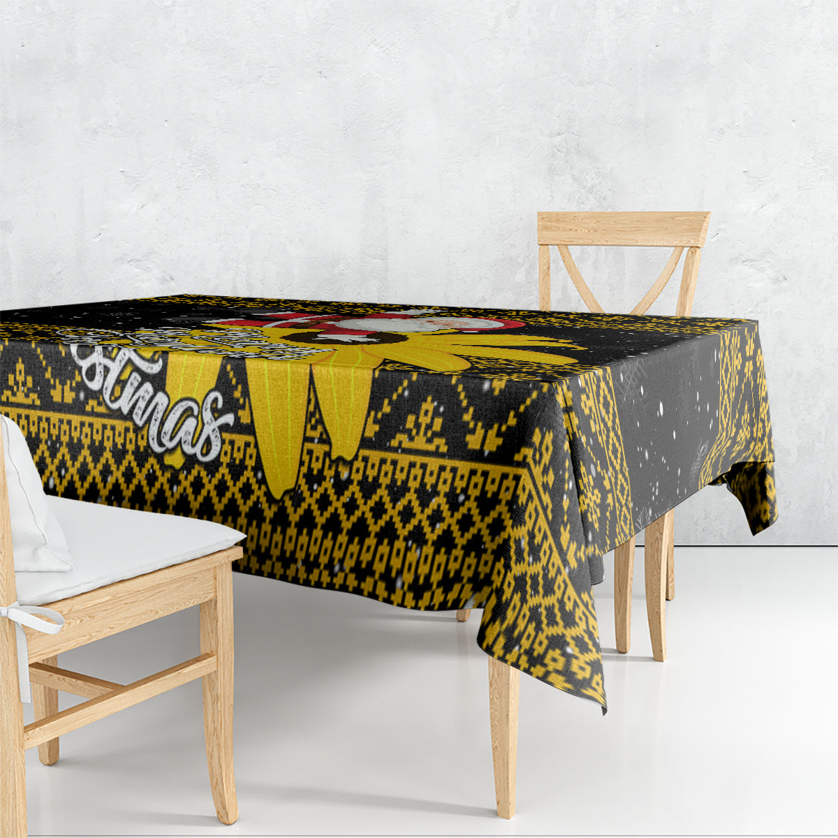 Maryland Christmas Tablecloth Santa Claus With Black Eyed Susan Flower - Wonder Print Shop