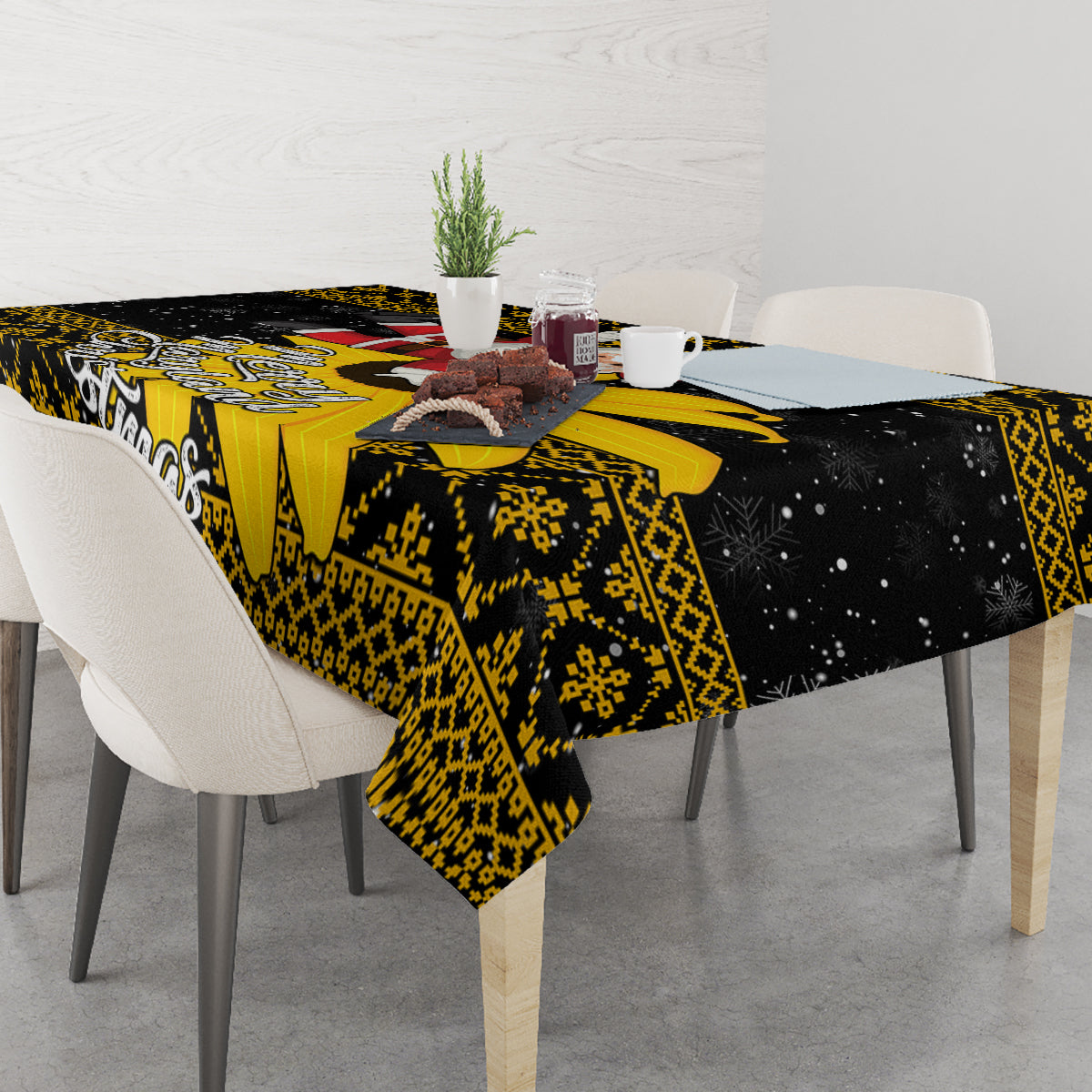 Maryland Christmas Tablecloth Santa Claus With Black Eyed Susan Flower - Wonder Print Shop