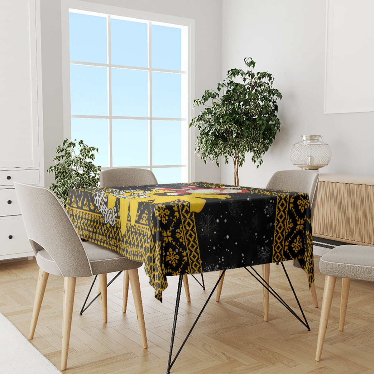 Maryland Christmas Tablecloth Santa Claus With Black Eyed Susan Flower - Wonder Print Shop