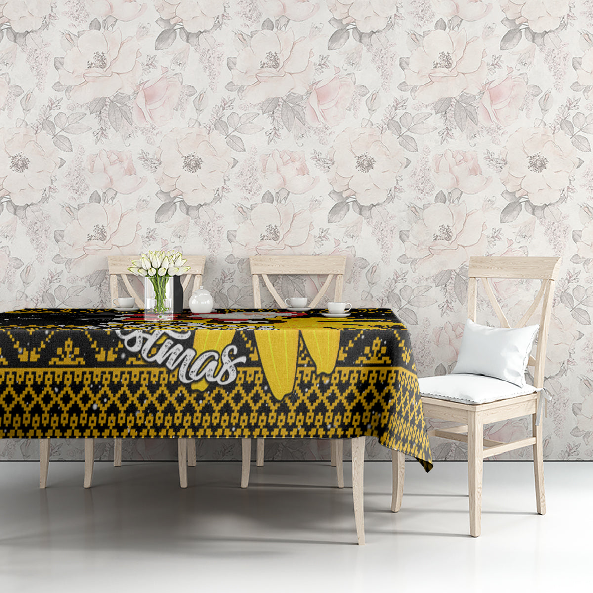 Maryland Christmas Tablecloth Santa Claus With Black Eyed Susan Flower - Wonder Print Shop