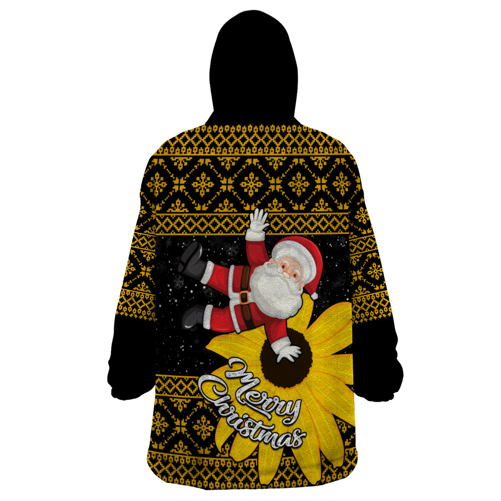 Maryland Christmas Wearable Blanket Hoodie Santa Claus With Black Eyed Susan Flower - Wonder Print Shop