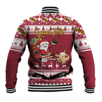 Custom Maryland Christmas Baseball Jacket Santa Claus Riding A Reindeer - Wonder Print Shop