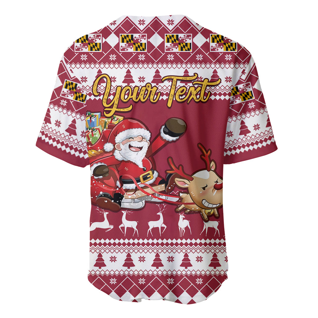 Custom Maryland Christmas Baseball Jersey Santa Claus Riding A Reindeer - Wonder Print Shop