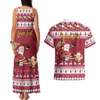 Custom Maryland Christmas Couples Matching Tank Maxi Dress and Hawaiian Shirt Santa Claus Riding A Reindeer - Wonder Print Shop