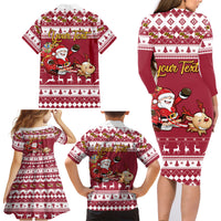 Custom Maryland Christmas Family Matching Long Sleeve Bodycon Dress and Hawaiian Shirt Santa Claus Riding A Reindeer - Wonder Print Shop