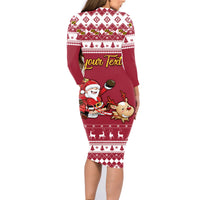 Custom Maryland Christmas Family Matching Long Sleeve Bodycon Dress and Hawaiian Shirt Santa Claus Riding A Reindeer - Wonder Print Shop