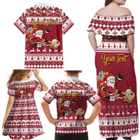 Custom Maryland Christmas Family Matching Off Shoulder Maxi Dress and Hawaiian Shirt Santa Claus Riding A Reindeer - Wonder Print Shop