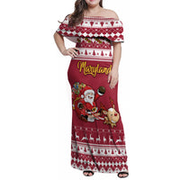 Custom Maryland Christmas Family Matching Off Shoulder Maxi Dress and Hawaiian Shirt Santa Claus Riding A Reindeer - Wonder Print Shop