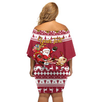 Custom Maryland Christmas Family Matching Off Shoulder Short Dress and Hawaiian Shirt Santa Claus Riding A Reindeer - Wonder Print Shop