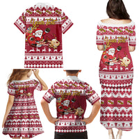 Custom Maryland Christmas Family Matching Puletasi Dress and Hawaiian Shirt Santa Claus Riding A Reindeer - Wonder Print Shop