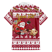 Custom Maryland Christmas Family Matching Short Sleeve Bodycon Dress and Hawaiian Shirt Santa Claus Riding A Reindeer - Wonder Print Shop