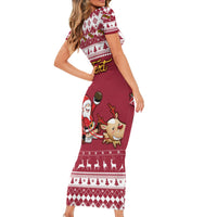 Custom Maryland Christmas Family Matching Short Sleeve Bodycon Dress and Hawaiian Shirt Santa Claus Riding A Reindeer - Wonder Print Shop