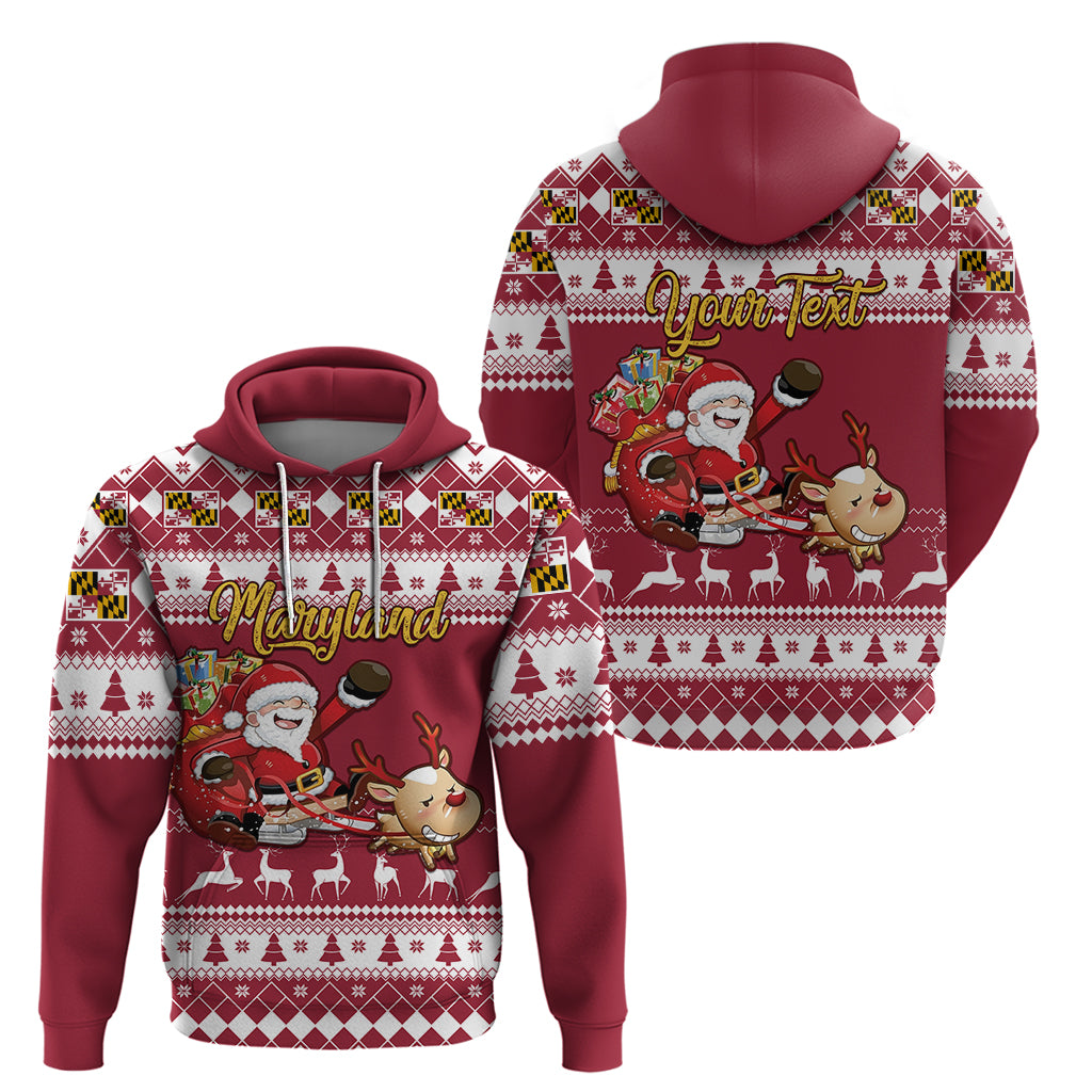 Custom Maryland Christmas Hoodie Santa Claus Riding A Reindeer - Wonder Print Shop