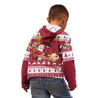Custom Maryland Christmas Kid Hoodie Santa Claus Riding A Reindeer - Wonder Print Shop