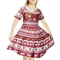 Custom Maryland Christmas Kid Short Sleeve Dress Santa Claus Riding A Reindeer - Wonder Print Shop