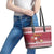 Custom Maryland Christmas Leather Tote Bag Santa Claus Riding A Reindeer - Wonder Print Shop