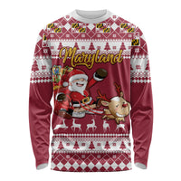 Custom Maryland Christmas Long Sleeve Shirt Santa Claus Riding A Reindeer - Wonder Print Shop