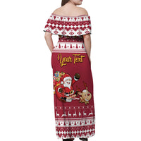 Custom Maryland Christmas Off Shoulder Maxi Dress Santa Claus Riding A Reindeer - Wonder Print Shop