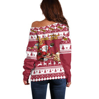 Custom Maryland Christmas Off Shoulder Sweater Santa Claus Riding A Reindeer - Wonder Print Shop