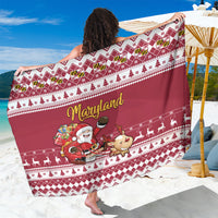 Custom Maryland Christmas Sarong Santa Claus Riding A Reindeer - Wonder Print Shop