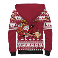 Custom Maryland Christmas Sherpa Hoodie Santa Claus Riding A Reindeer - Wonder Print Shop