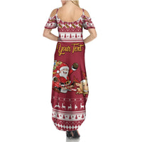 Custom Maryland Christmas Summer Maxi Dress Santa Claus Riding A Reindeer - Wonder Print Shop