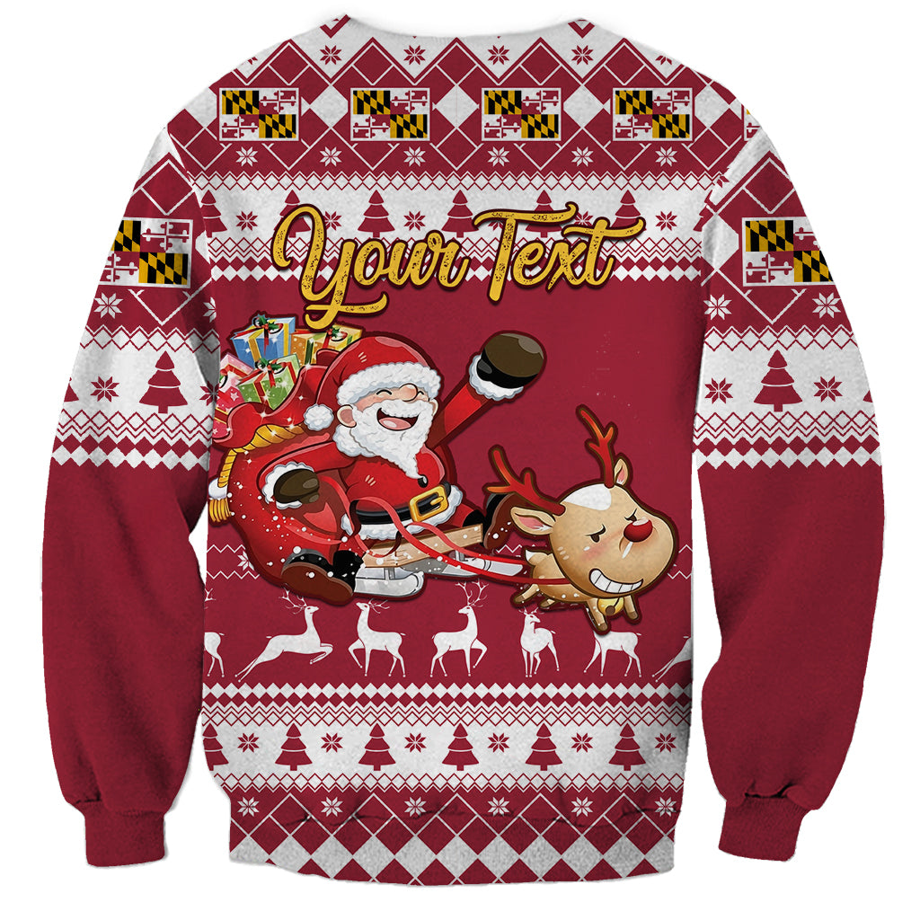Custom Maryland Christmas Sweatshirt Santa Claus Riding A Reindeer - Wonder Print Shop