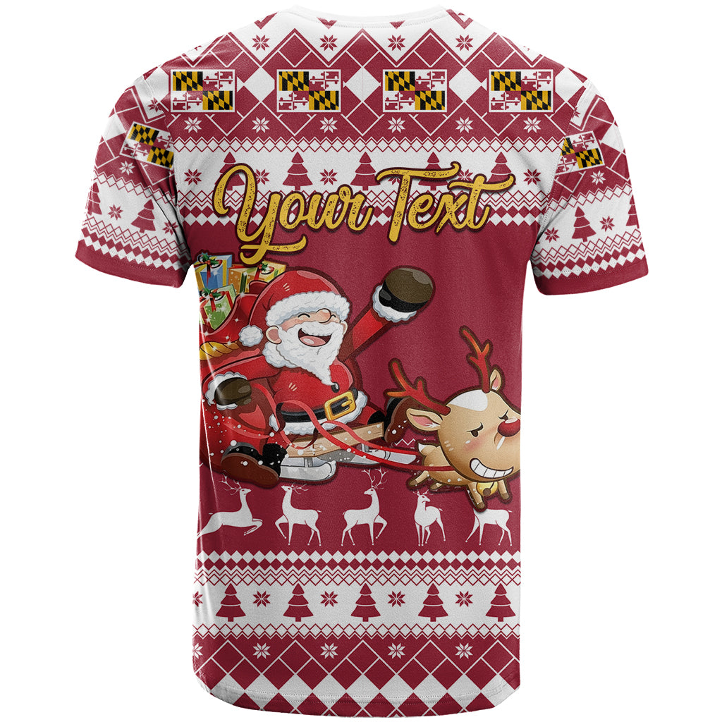 Custom Maryland Christmas T Shirt Santa Claus Riding A Reindeer - Wonder Print Shop