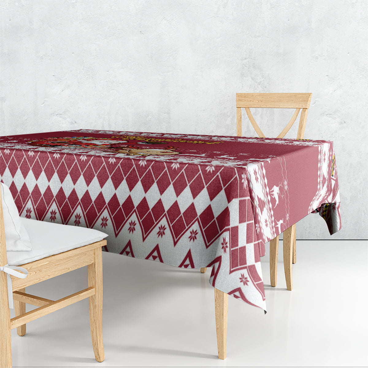 Custom Maryland Christmas Tablecloth Santa Claus Riding A Reindeer - Wonder Print Shop