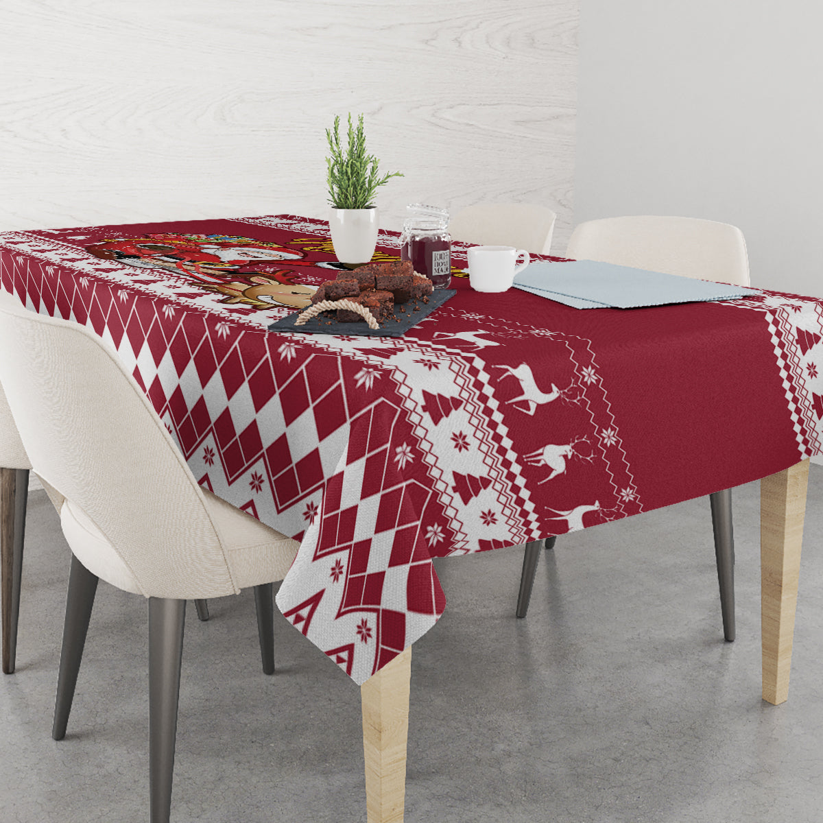 Custom Maryland Christmas Tablecloth Santa Claus Riding A Reindeer - Wonder Print Shop