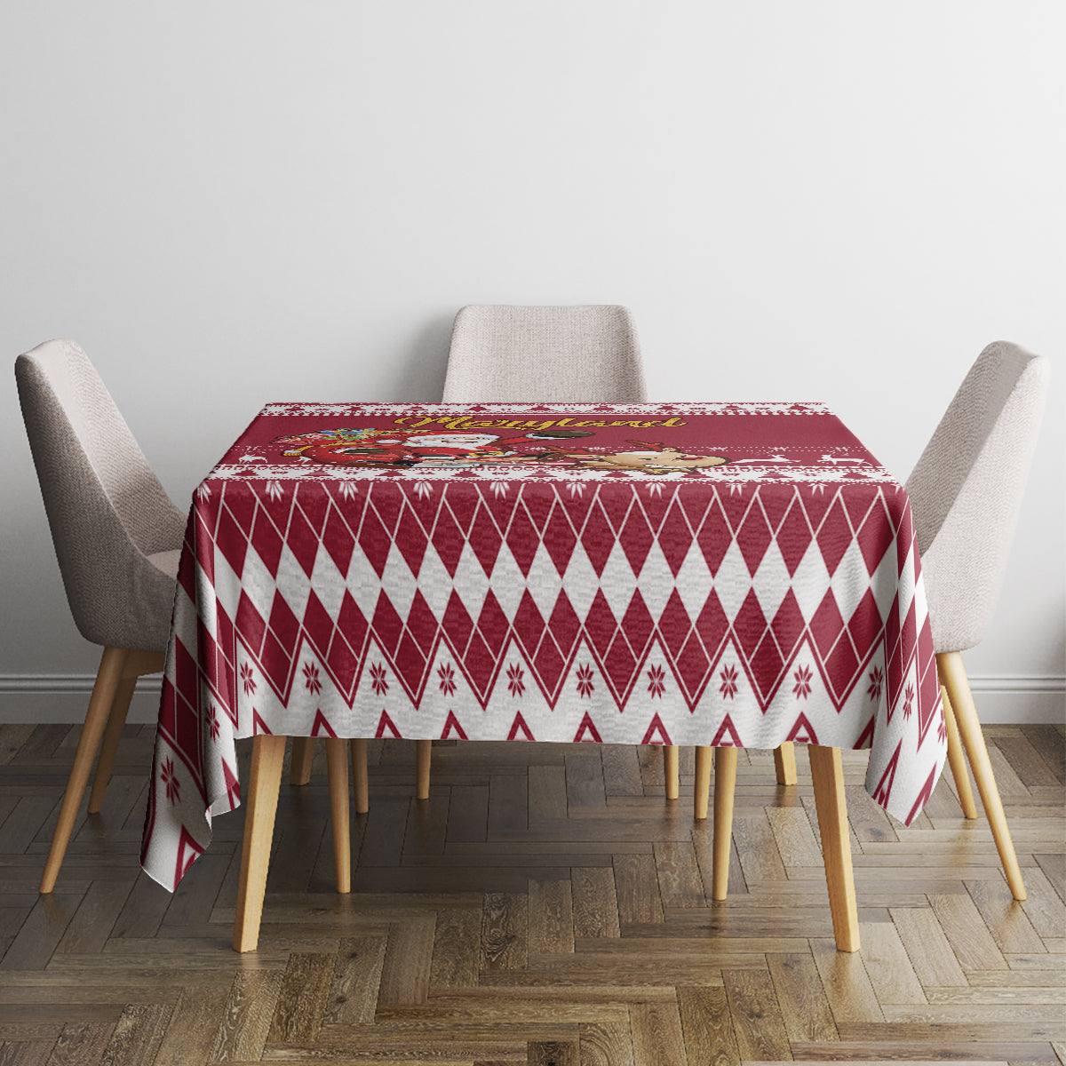 Custom Maryland Christmas Tablecloth Santa Claus Riding A Reindeer - Wonder Print Shop