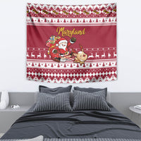Custom Maryland Christmas Tapestry Santa Claus Riding A Reindeer - Wonder Print Shop