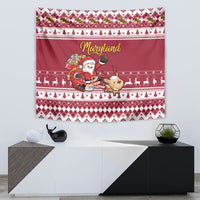 Custom Maryland Christmas Tapestry Santa Claus Riding A Reindeer - Wonder Print Shop