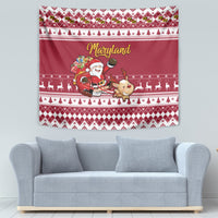 Custom Maryland Christmas Tapestry Santa Claus Riding A Reindeer - Wonder Print Shop