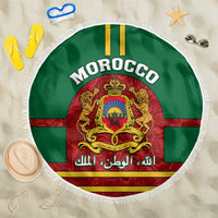 Morocco Proclamation Day Beach Blanket Marruecos Coat of Arms Roses Pattern - Wonder Print Shop